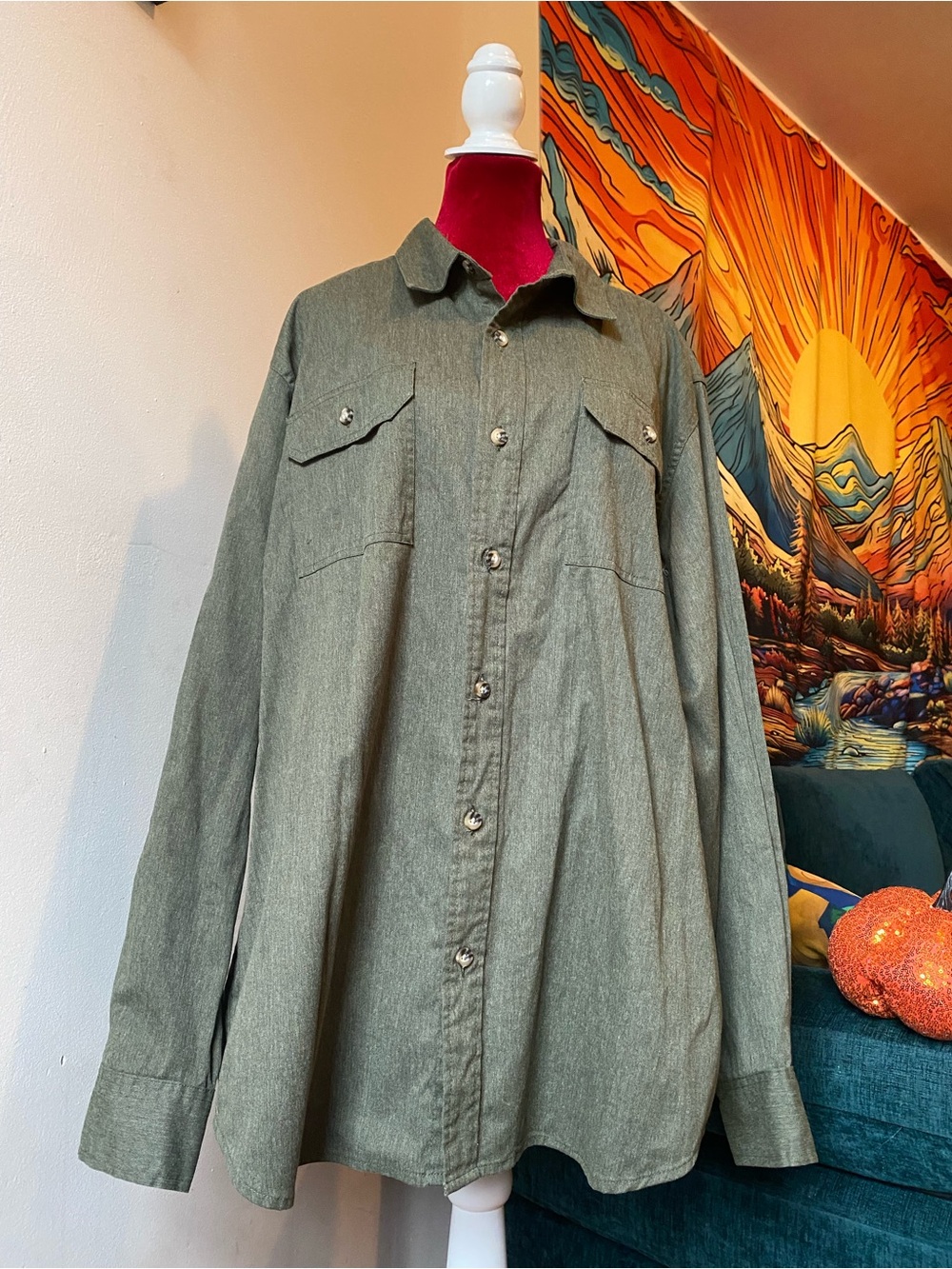 Wrangler Olive Green Lightweight Button-Up Shirt Jacket